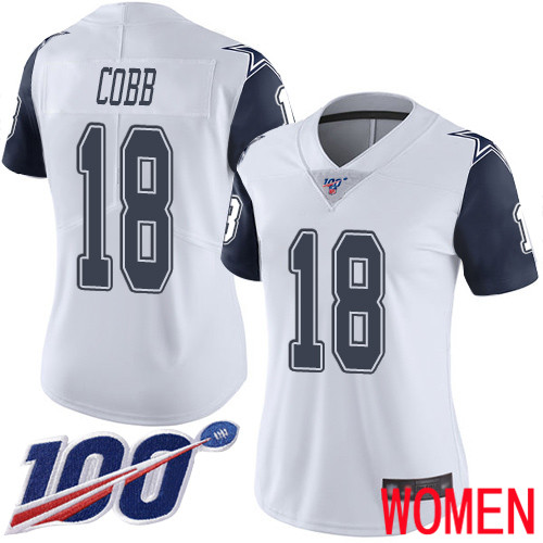 Women Dallas Cowboys Limited White Randall Cobb #18 100th Season Rush Vapor Untouchable NFL Jersey